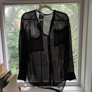 Black silk Aritzia Blouse Sz XS